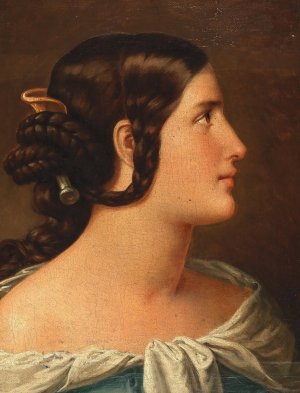 Beautiful Roman Woman by Heinrich Schwemminger Oil Painting