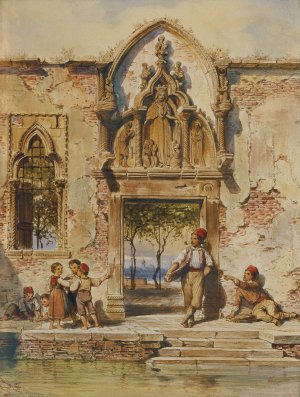Genreszene in Venedig by Heinrich Stohl Oil Painting