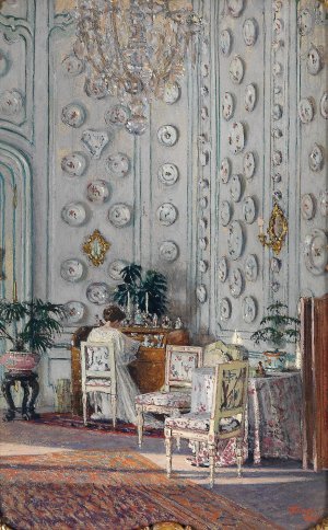Grafin Gisela Kinsky im Porzellanzimmer by Heinrich Tomec Oil Painting