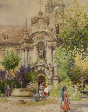 Taufe in Durnstein by Heinrich Tomec Oil Painting