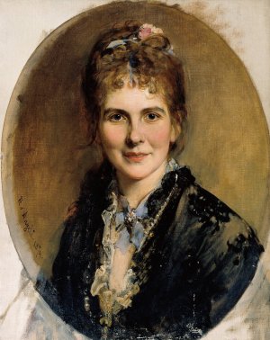Brustbild einer jungen Frau by Heinrich Von Angeli Oil Painting