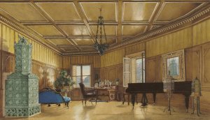 The Music Room of Archduchess Margarete, Princess of Saxony, in Schloss Ambras by Heinrich Von Forster Oil Painting