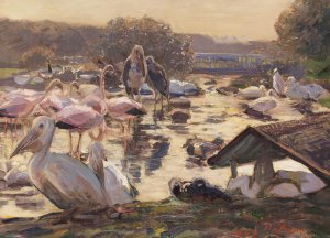 Exotenweiher by Heinrich Von Zugel Oil Painting