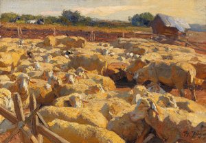 Schafe im Pferch by Heinrich Von Zugel Oil Painting