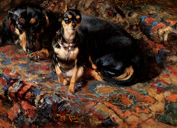 Zwei Freunde by Heirich Von Zugel - Hand-Painted Oil Painting Reproduction