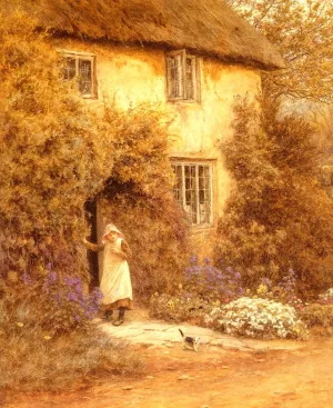A Cottage Door painting by Helen Allingham