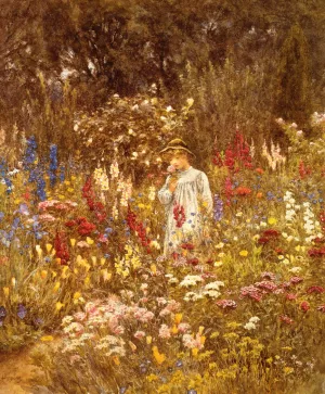 A Cottage Garden Oil painting by Helen Allingham
