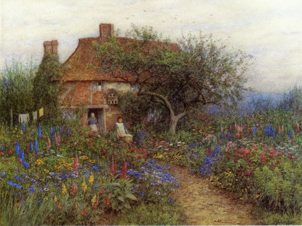 Main Product Photo of A Cottage Near Brook, Witley, Surrey Painting by Helen Allingham
