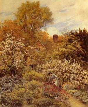 A Spring Garden by Helen Allingham Oil Painting