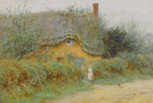 A Wiltshire Cottage by Helen Allingham Oil Painting