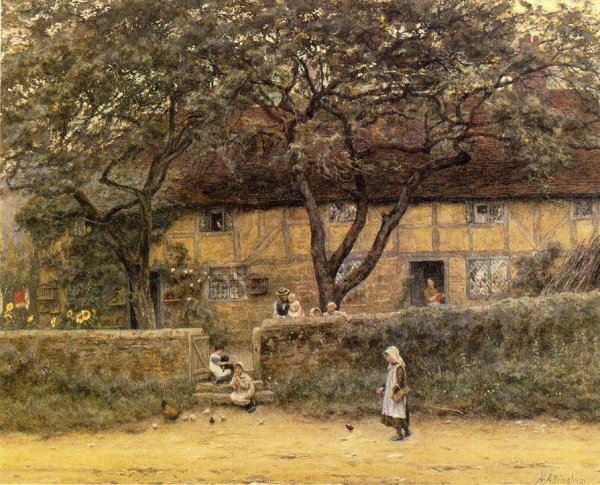 Main Product Photo of Children Outside a Cottage Painting by Helen Allingham