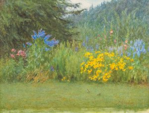 In a Surrey garden, Brook, near Witley by Helen Allingham Oil Painting