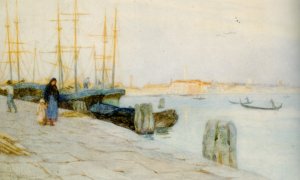 Morning at the Quay Venice by Helen Allingham Oil Painting