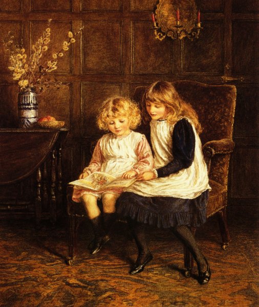 Main Product Photo of Reading Lesson Painting by Helen Allingham