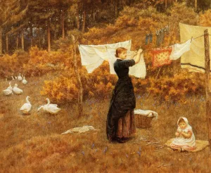 The Clothes Line painting by Helen Allingham