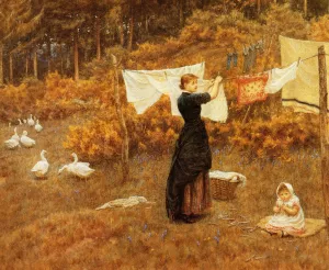 The Clothes Line Oil painting by Helen Allingham
