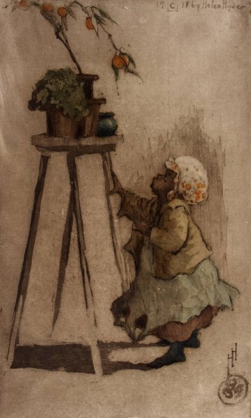 Forbidden Fruit  by Helen Hyde - Hand-Painted Oil Painting Reproduction