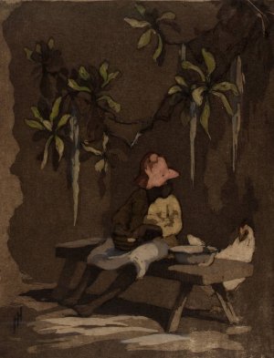 Little Miss Muffet by Helen Hyde Oil Painting