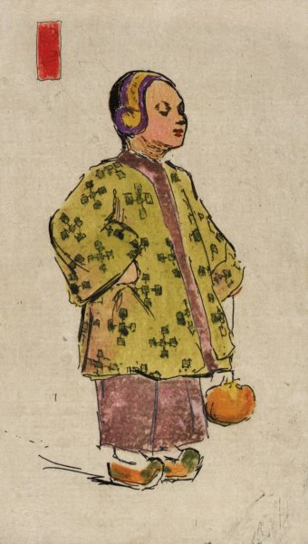 Miss Plum Blossom  by Helen Hyde - Hand-Painted Oil Painting Reproduction