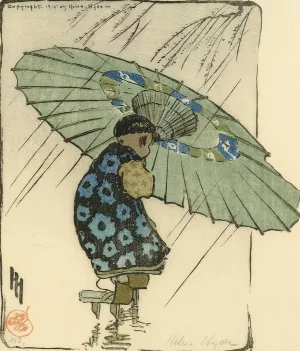 The Family Umbrella by Helen Hyde Oil Painting