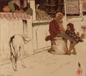 The Sacred Calf in the Bazaar at Agra Oil painting by Helen Hyde