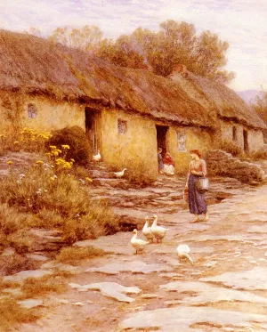 Irish Cottage by Helen Mary Elizabeth Allingham R.W.S Oil Painting
