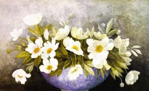 Peonies by Helen Searle Oil Painting