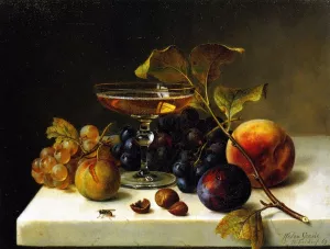 Still Life with Fruit and Champagne by Helen Searle - Oil Painting Reproduction