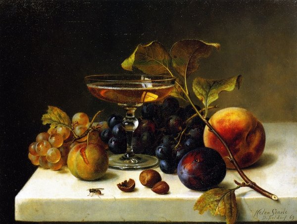 Main Product Photo of Still Life with Fruit and Champagne Painting by Helen Searle