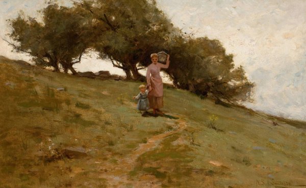 When the Dew is in the Grass  by Helen Sheldon Jacobs Smillie - Hand-Painted Oil Painting Reproduction