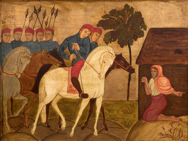 Encounter with warriors by Helena Schrammowna - Hand-Painted Oil Painting Reproduction