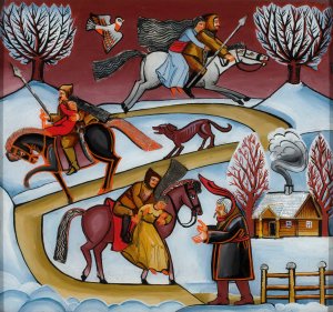 Trzech Budrysow by Helena Schrammowna Oil Painting