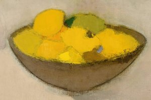 Lemons in a bowl by Helene Schjerfbeck Oil Painting