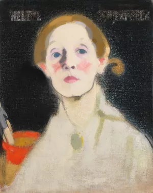Self-Portrait, Black Background by Helene Schjerfbeck Oil Painting