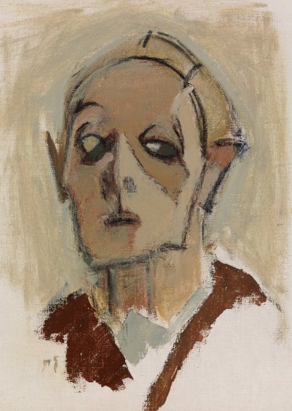 Self-Portrait, en face I  by Helene Schjerfbeck - Hand-Painted Oil Painting Reproduction