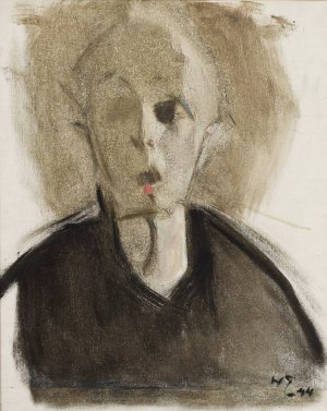 Self-Portrait with Red Spot by Helene Schjerfbeck Oil Painting