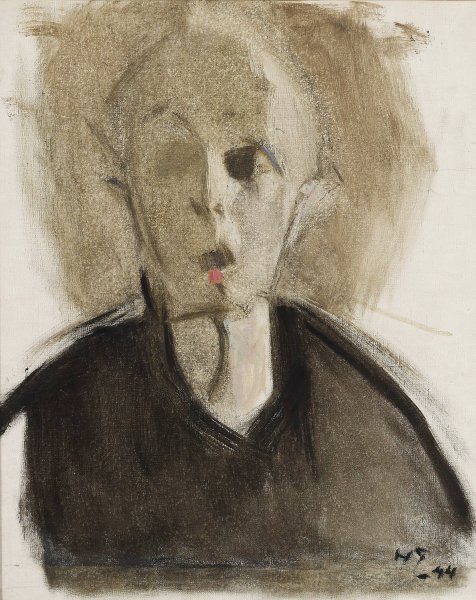 Self-Portrait with Red Spot  by Helene Schjerfbeck - Hand-Painted Oil Painting Reproduction