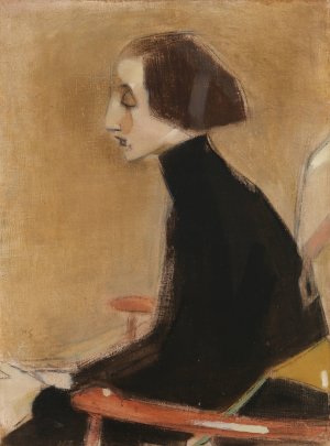The Seamstress, Half-Length Portrait by Helene Schjerfbeck Oil Painting