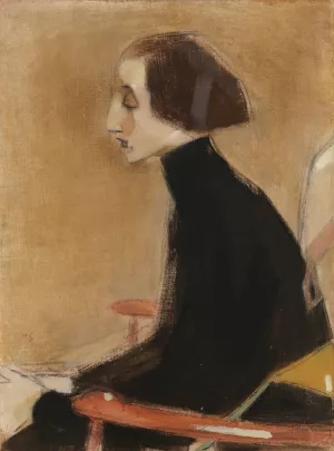 The Seamstress, Half-Length Portrait by Helene Schjerfbeck Oil Painting