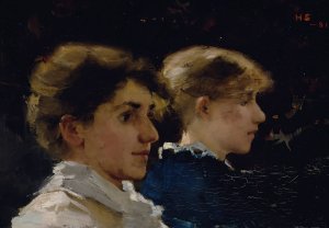 Two Profiles by Helene Schjerfbeck Oil Painting