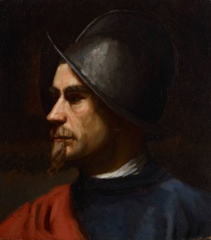 Warrior In Helmet by Helene Schjerfbeck Oil Painting