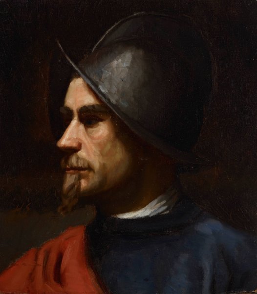 Warrior In Helmet  by Helene Schjerfbeck - Hand-Painted Oil Painting Reproduction