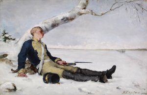 Wounded Warrior In The Snow by Helene Schjerfbeck Oil Painting