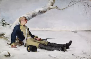 Wounded Warrior In The Snow by Helene Schjerfbeck Oil Painting
