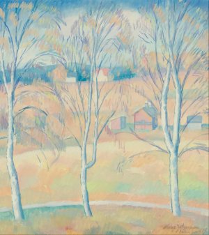 Spring Landscape Halsingland by Helge Johansson Oil Painting