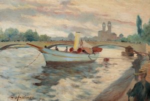 Motif from the Seine by Helmer Osslund Oil Painting