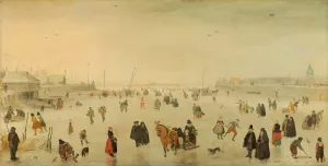 A Scene on the Ice by Hendrick Avercamp Oil Painting