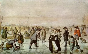 A Scene on the Ice by Hendrick Avercamp - Oil Painting Reproduction