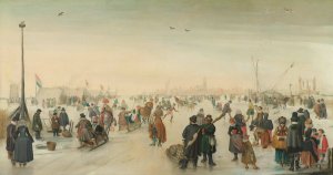 Enjoying the Ice near a Town by Hendrick Avercamp Oil Painting