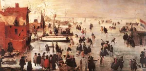 Ice Landscape by Hendrick Avercamp - Oil Painting Reproduction